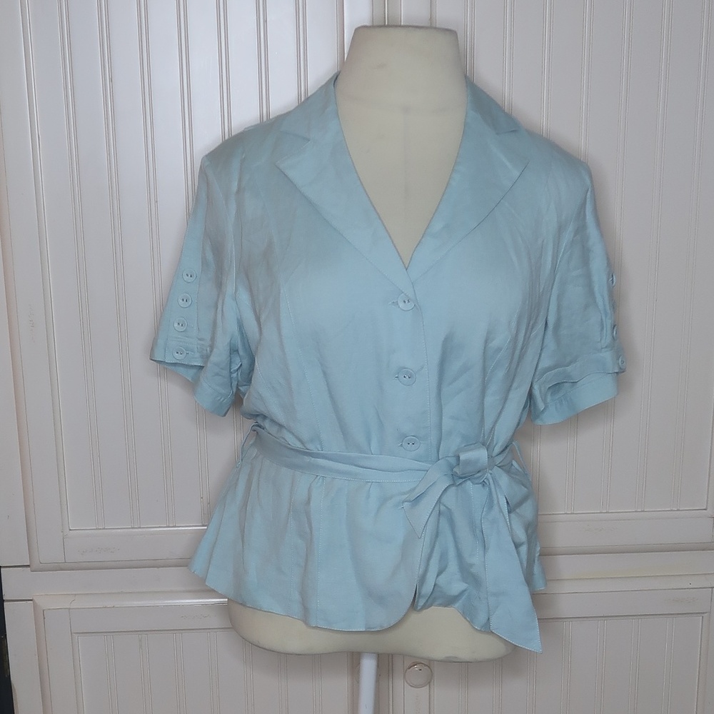 NWT Lane Bryant Light Blue Linen Top 18/20